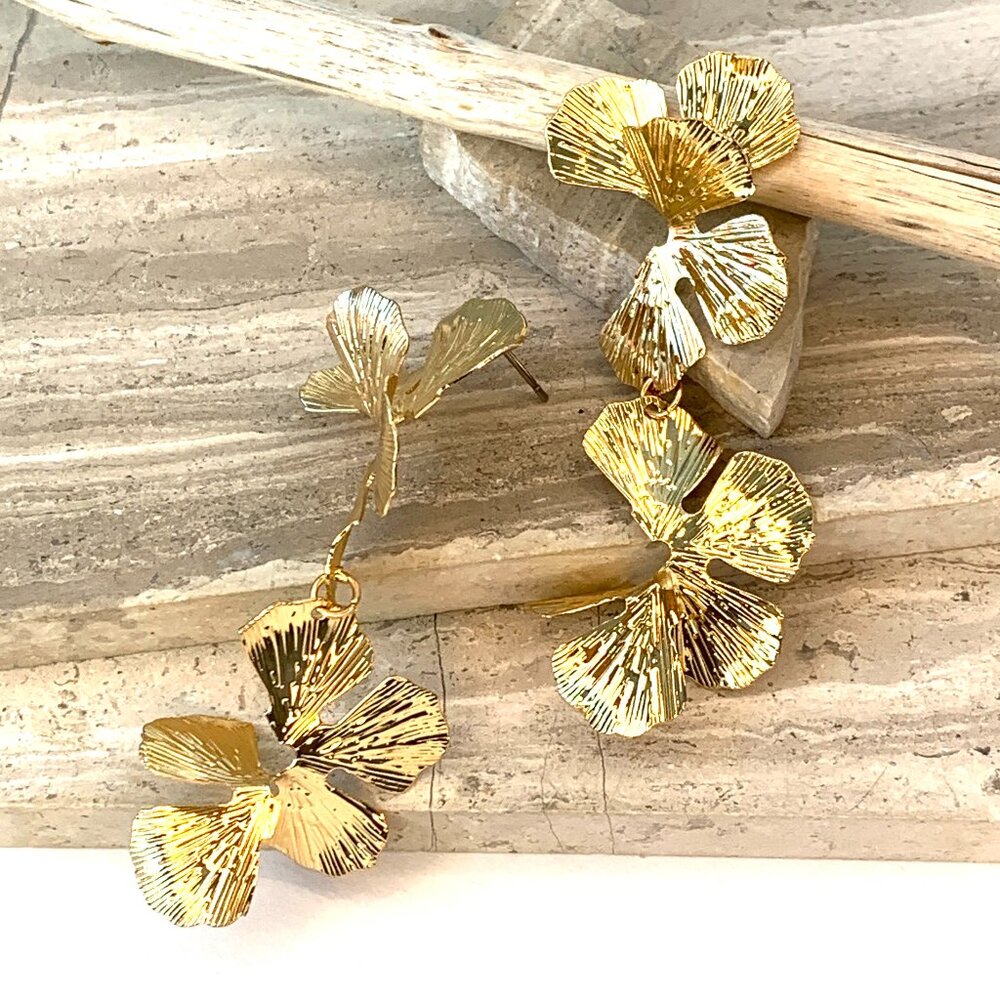 NEW ~ Anthropologie Double Hyacinth Petal Dangle Earrings